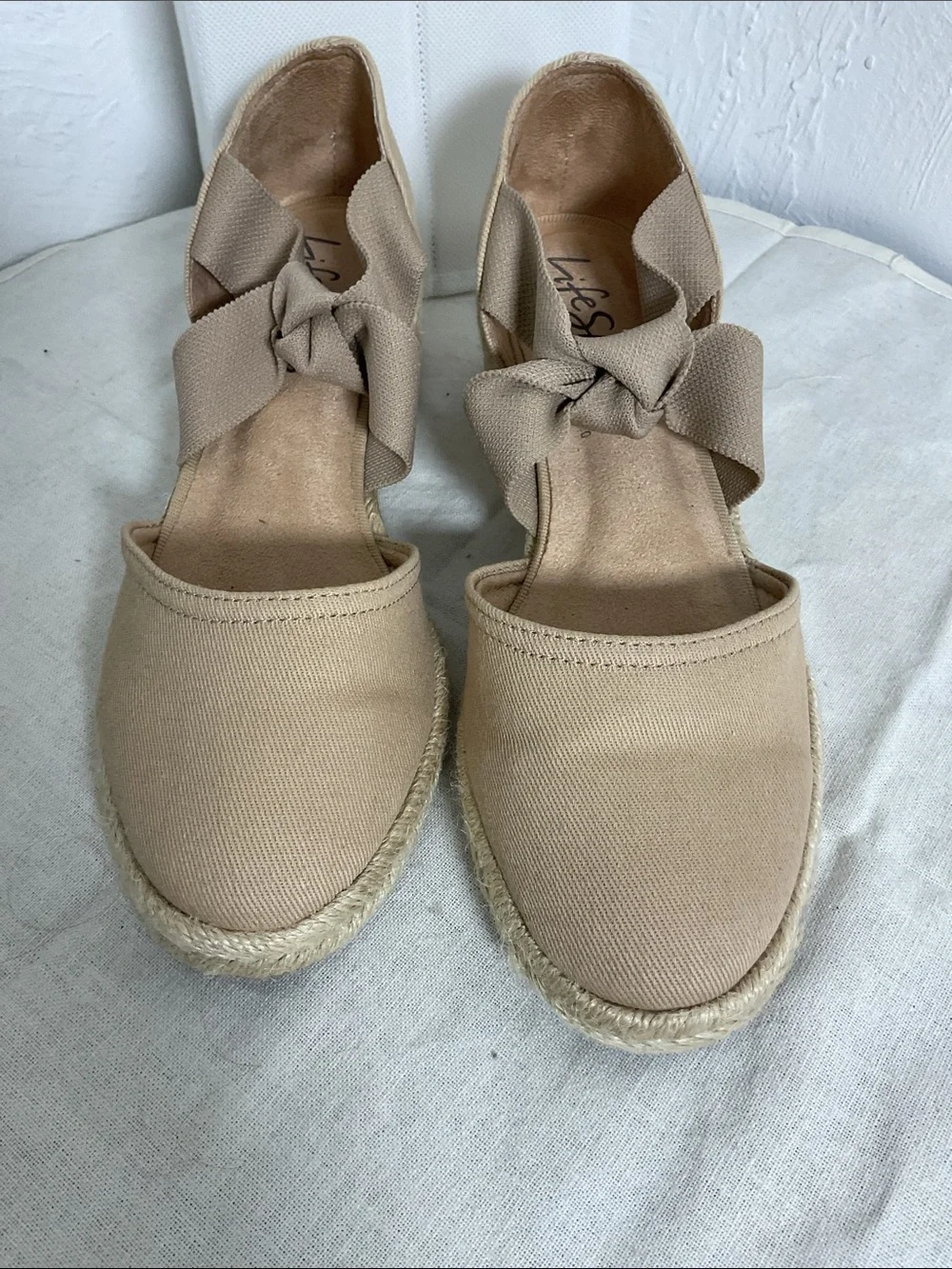 LifeStride Kascade Taupe Espadrille Wedge Sandals Size 7.5M